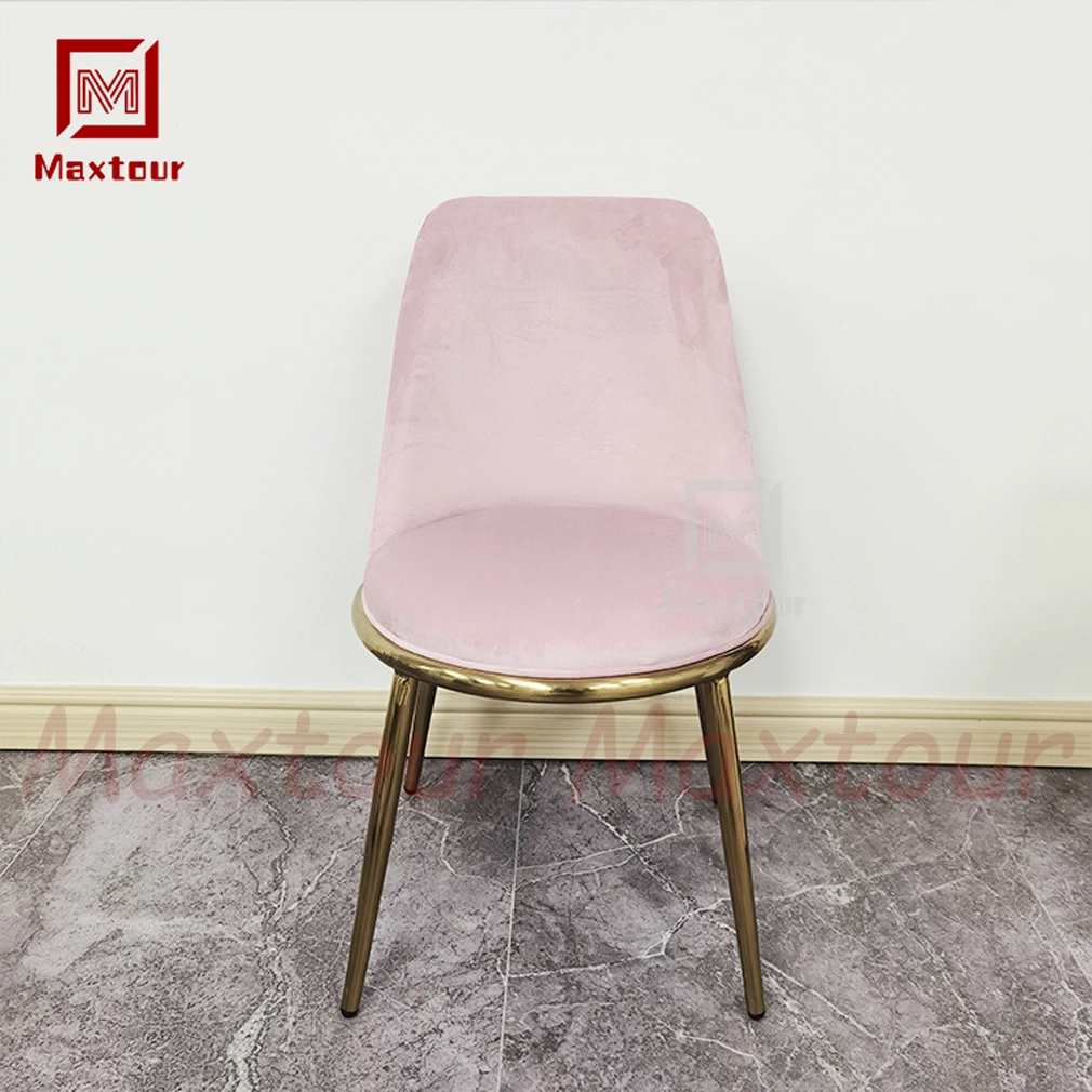 Decorative Chair Nordic Lovely Pink Velvet Chair Steel Indoor Living Room Furniture