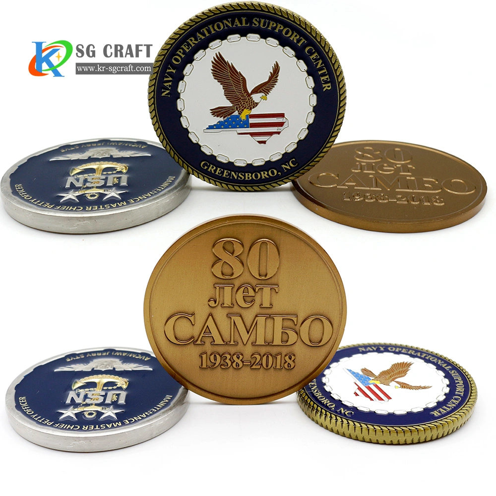 Free Sample Cheap Custom Challenge Coin 3D Navy Trading Old Seal Baseball Spinning Bottle Masonic Canada Armor God Police Blank Challenge Coin