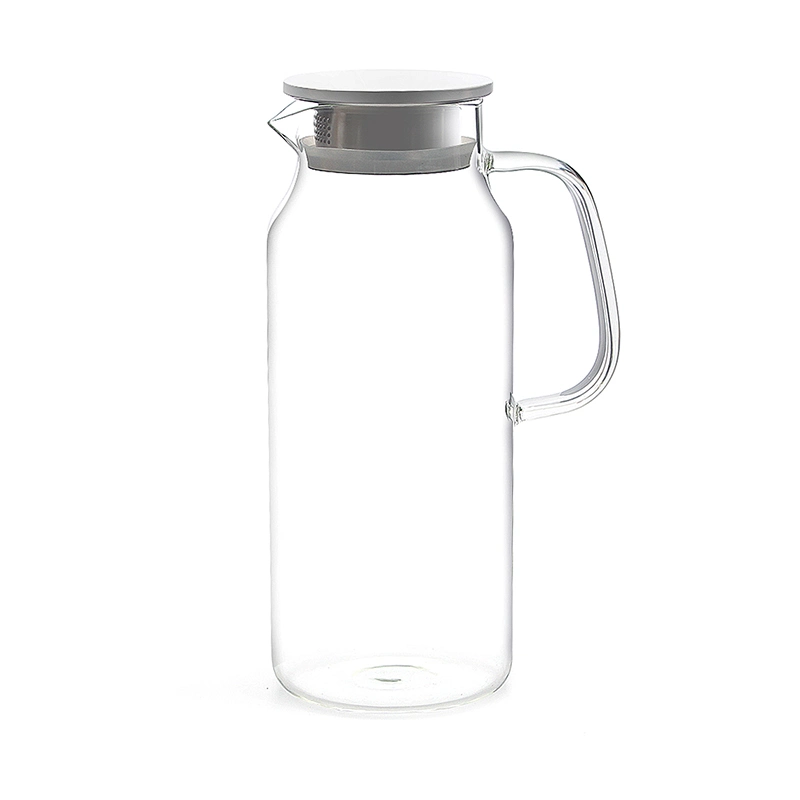 54oz 1600ml Heat-Resistant Borosilicate Glass Pitcher with Lid and Spout, Borosilicate Glass Pitcher with Stainless Steel Lid.