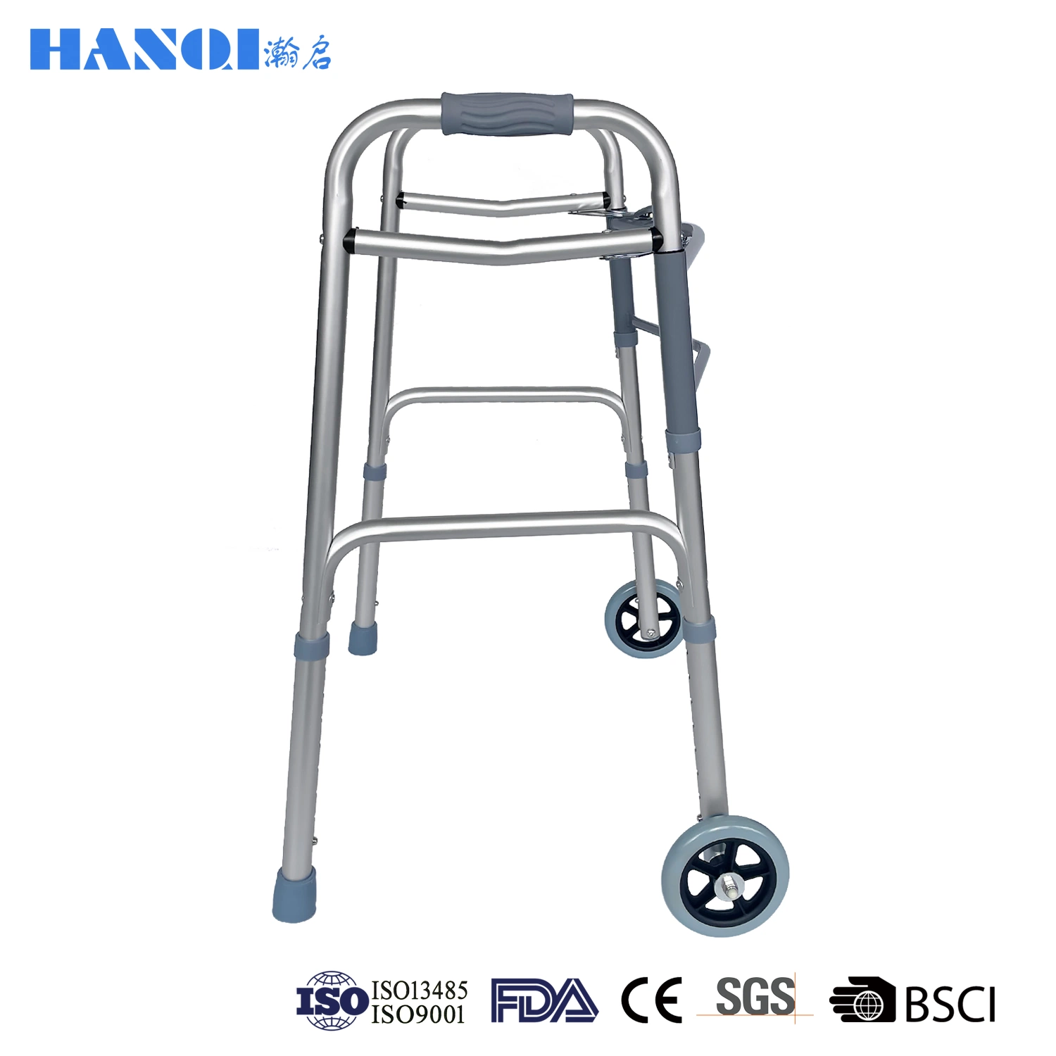 Médico de aluminio Walker para minusválidos paciente Rollator caminador chasis abatible Walker