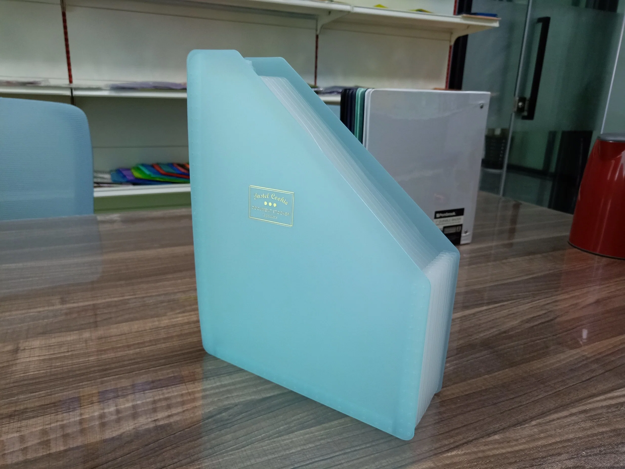 Office Supply Foldable Table File with 13 Layers and Customized Foil Stamp Logo