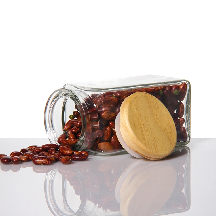 Glass Canisters, Set of 4 Spice Jar with Airtight Bamboo Lid