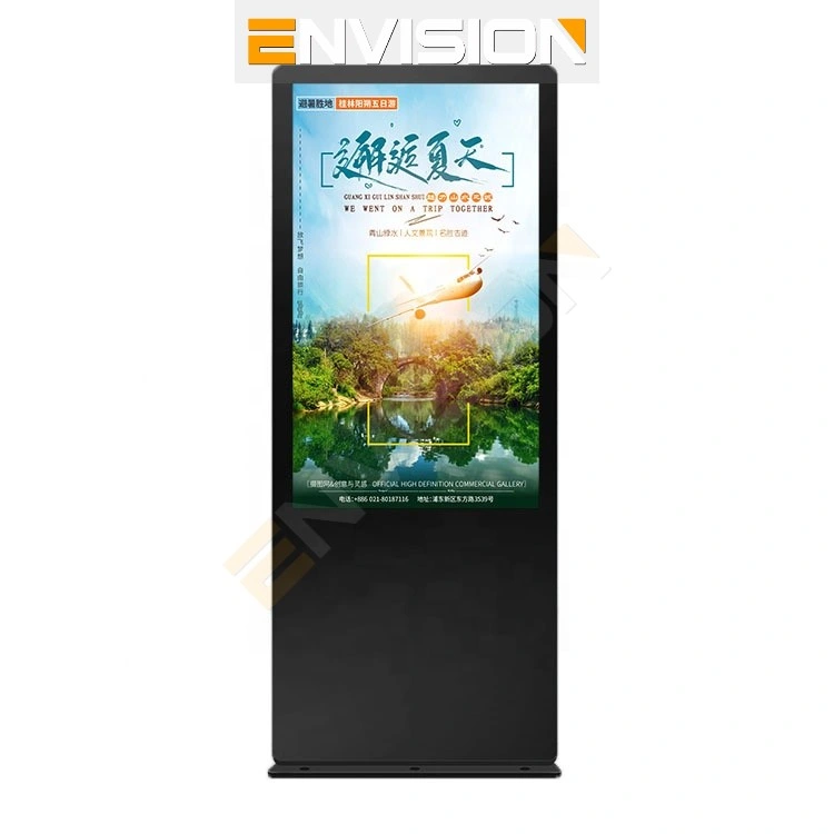 Pantalla LCD táctil cuadrada de 55 pulgadas en el suelo para exteriores Pantalla publicitaria portátil resistente al agua con pantalla táctil