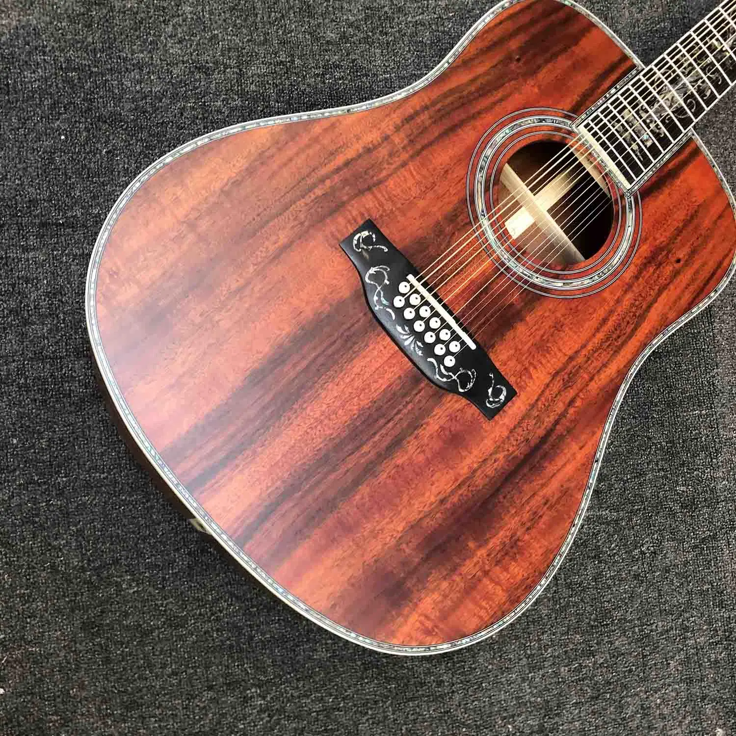 Custom Dreadnought 41 Inch Matti Finish Solid Koa Wood Top Abalone Binding Acoustic Guitar