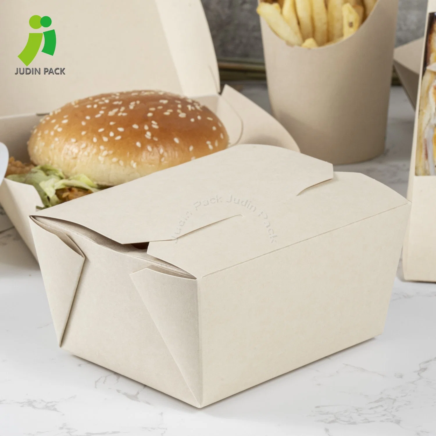 Caja de papel desechable Kraft Caja de comida para llevar