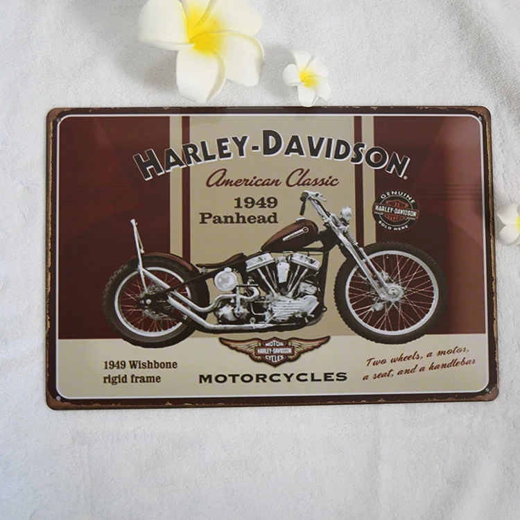 Custom Embossed Tin Signs Vintage Motorcycle Painting for Home Decor