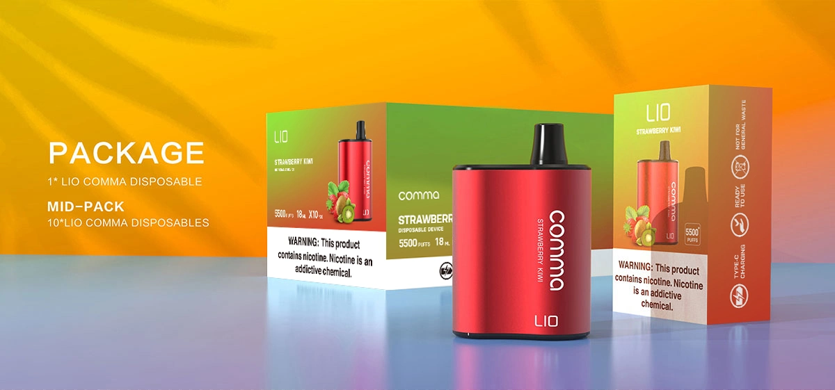 Original E Cigarette Lio Comma 5500 Puff Plus Vape Car Use Disposable/Chargeable Vape No Ash Electronic Fresh Air E Cigarette