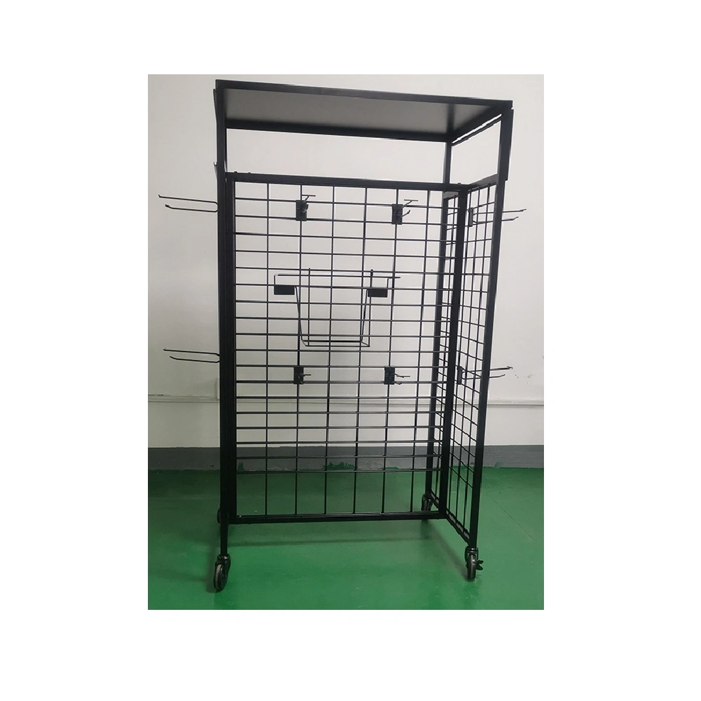 Customized Black Hook Wire Mesh Frame Store Fixture Display Rack Exhibition