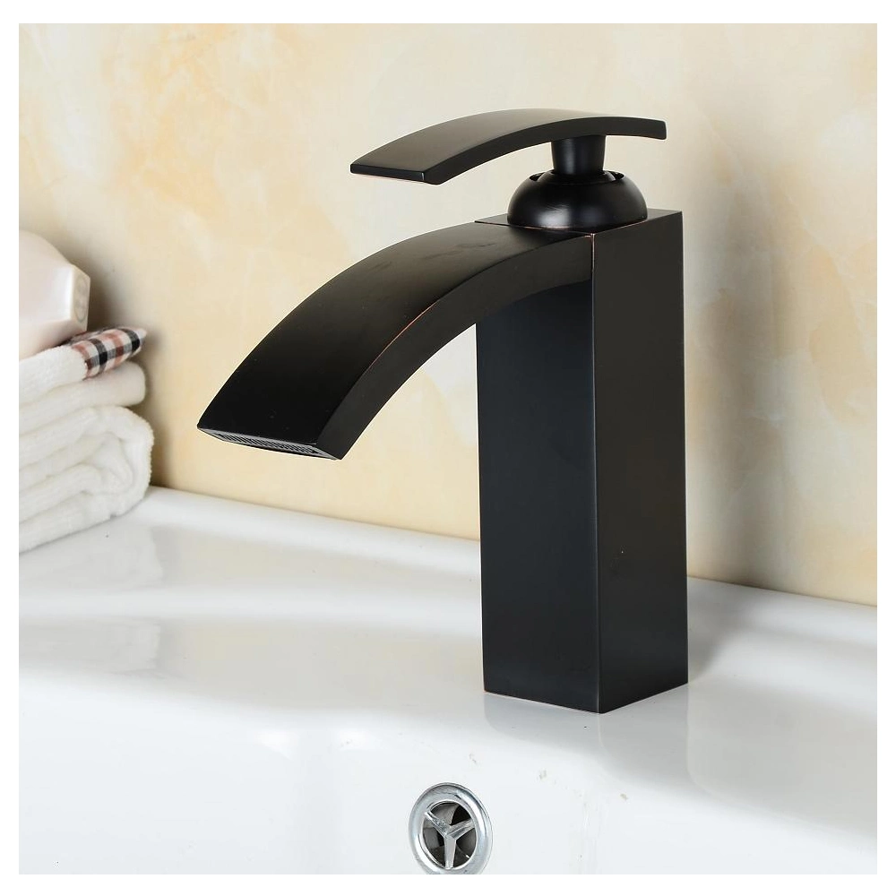 Single Handle Black Waterfall Lavatory Mixer