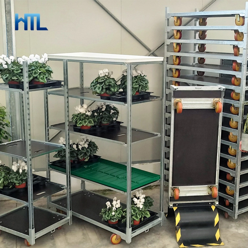 Nursery Flowers Garden Center Mobile Shelf Heavy Duty Plant Racks for Greenhouse