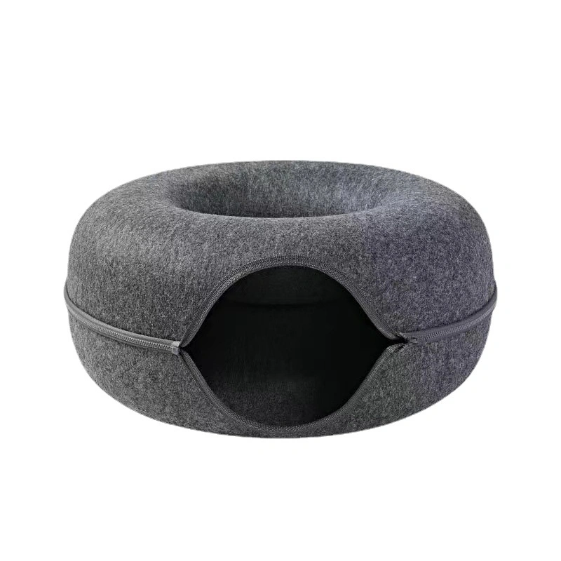 Felt Donut Cat Cote with Tunnel Suitable for Small Cat