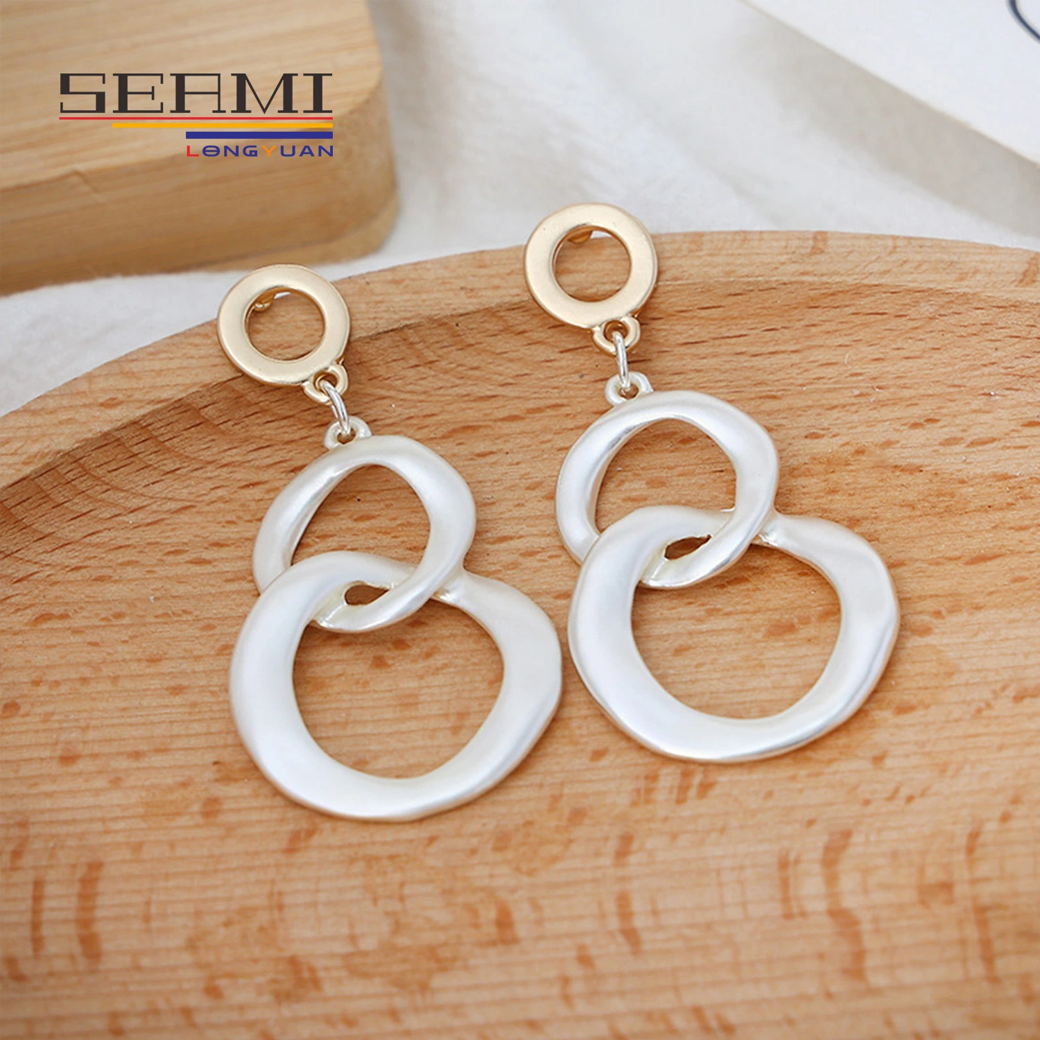 Stylish Statement Dangling Eardrop Silver Big Circle Earrings for Women