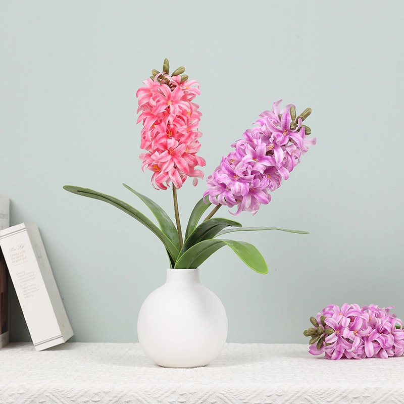 La decoración de boda flor flor artificial Delphinium 42cm con hojas con Rosa Delphinium