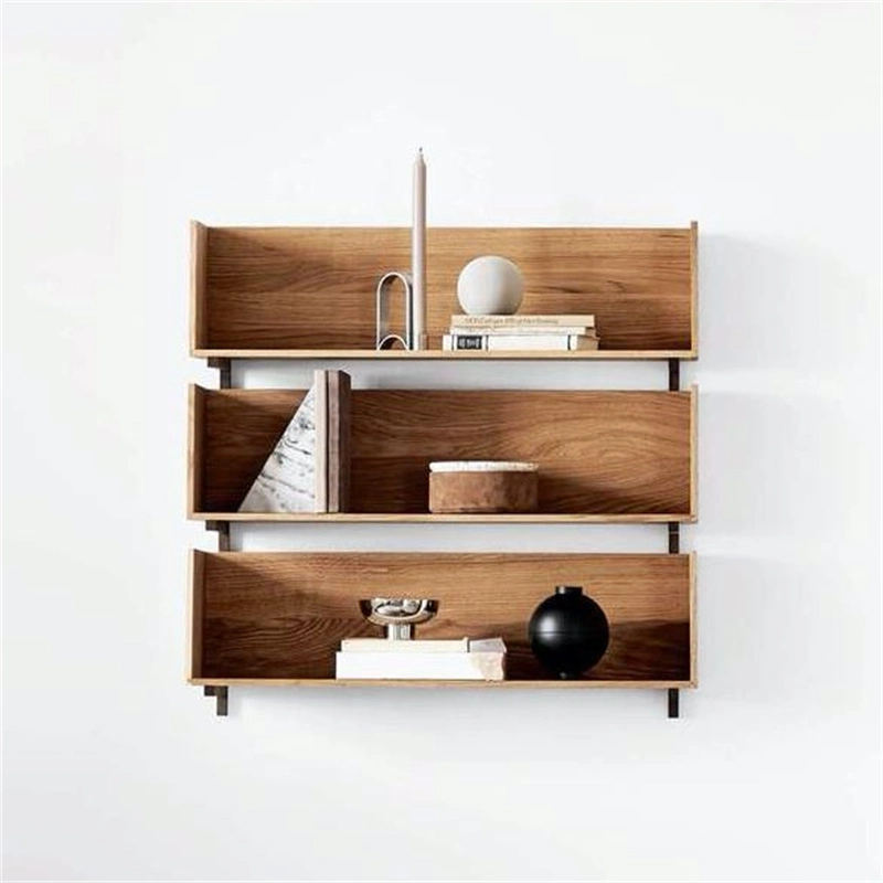 Single Side Multiple Tiers Wooden Storage Display Stack Wall Shelf Used in Home Living Room Bedroom Bathroom Decoration Rack Shelves