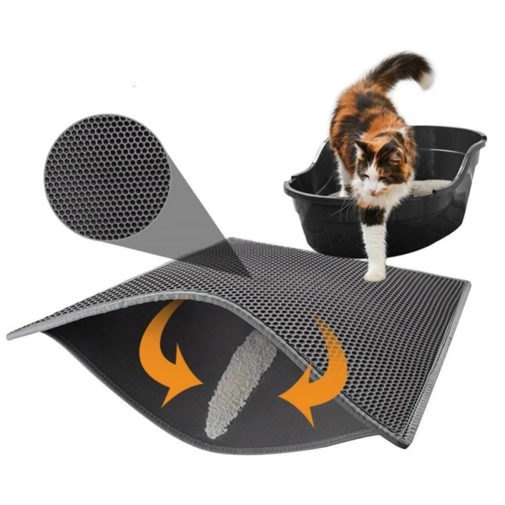 Logotipo personalizado Gatos Pet Mat EVA de doble capa resistente al agua la arena de gato mascota reventado Caja de arena limpia alfombra Pad productos para gatos Accesorios