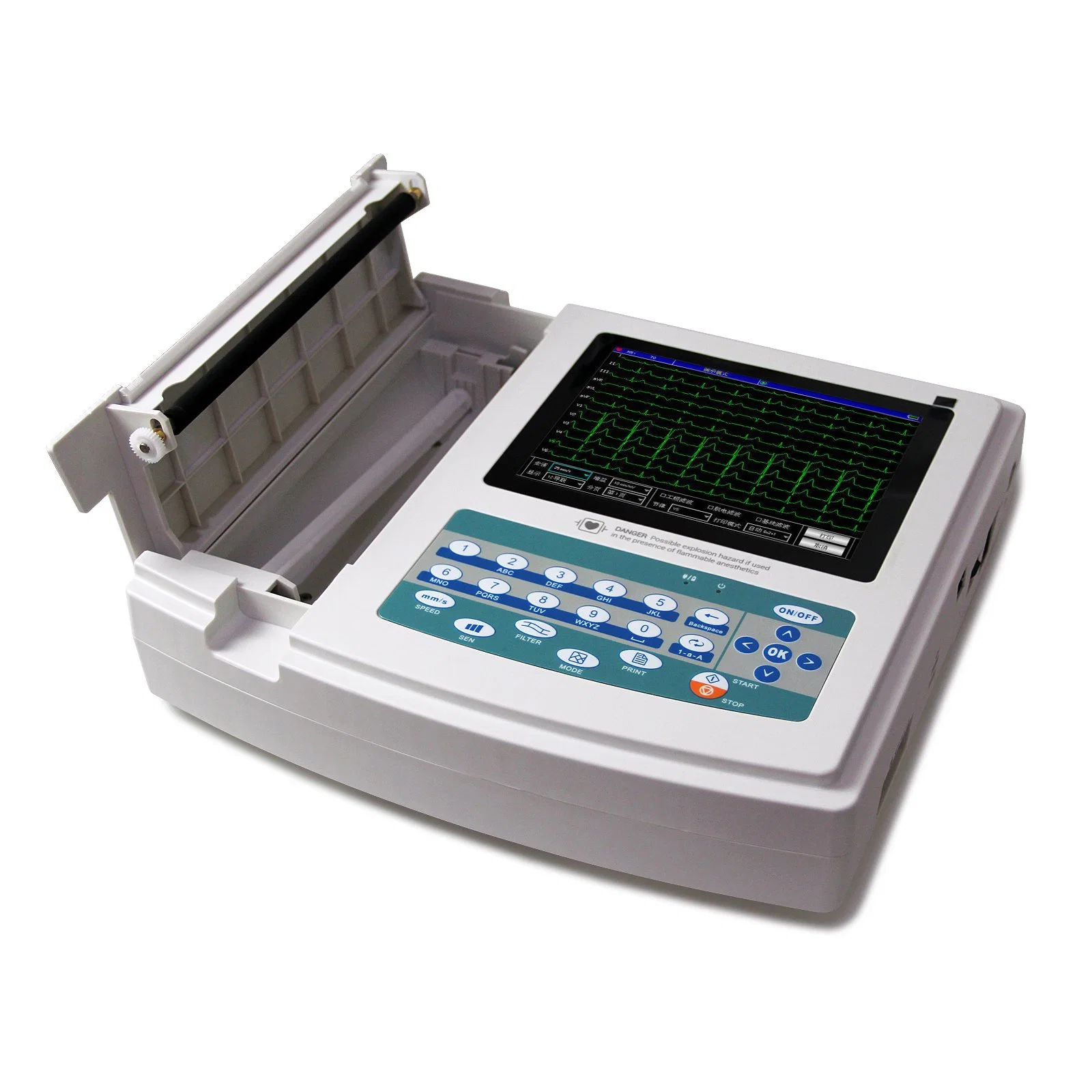 8.0 Color Screen Digital 12 Channel ECG Machine + Software ECG Data Fast Transmitted 12 Channel ECG Machine