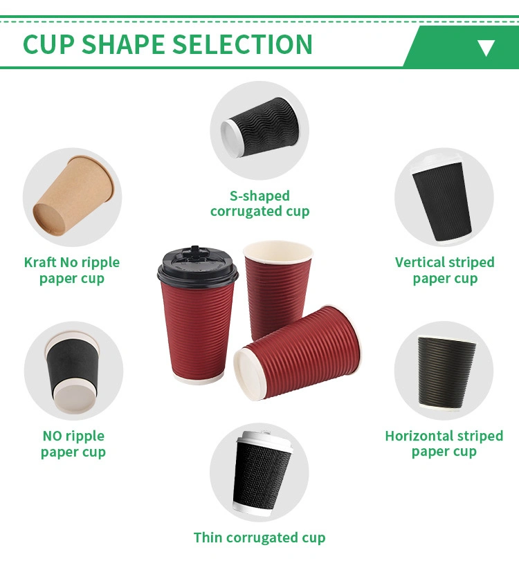 Personnalisation de gros 8oz 12oz 16oz 24oz de boissons chaudes biodégradable café jetables Logo d'imprimante personnalisé papier double paroi cups set avec couvercles