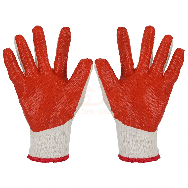 Factory Supplier 10g Cotton Yarn Natural Rubber Coating Safety Working Gloves