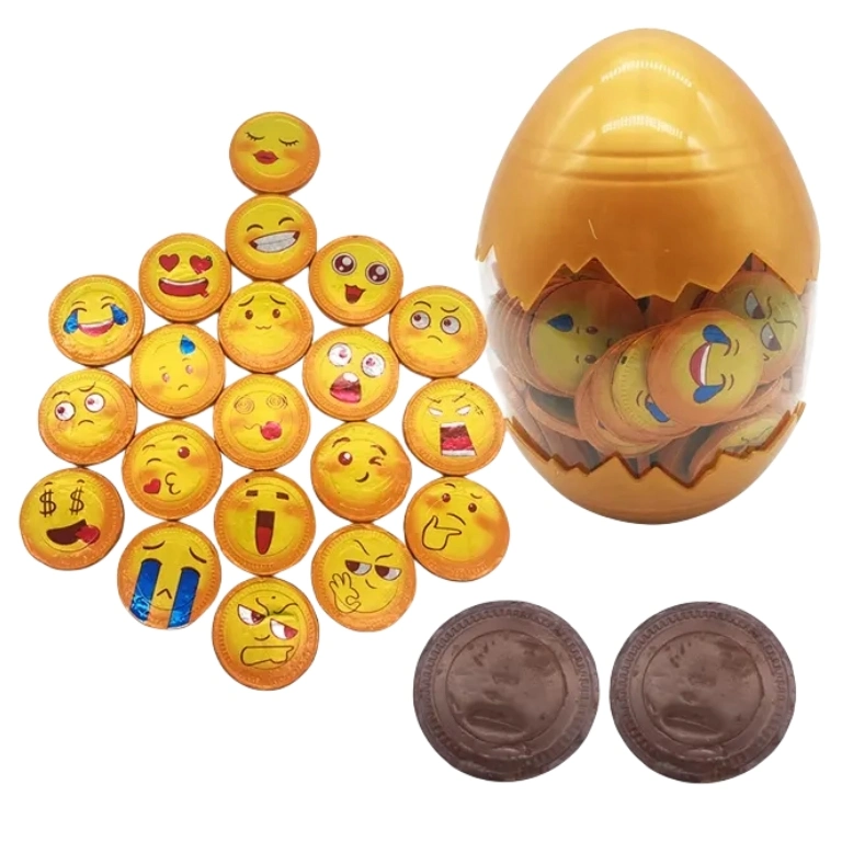 Chinese Factory Cheap Price High quality/High cost performance  Cute Face Chocolate Gold Coin Candy