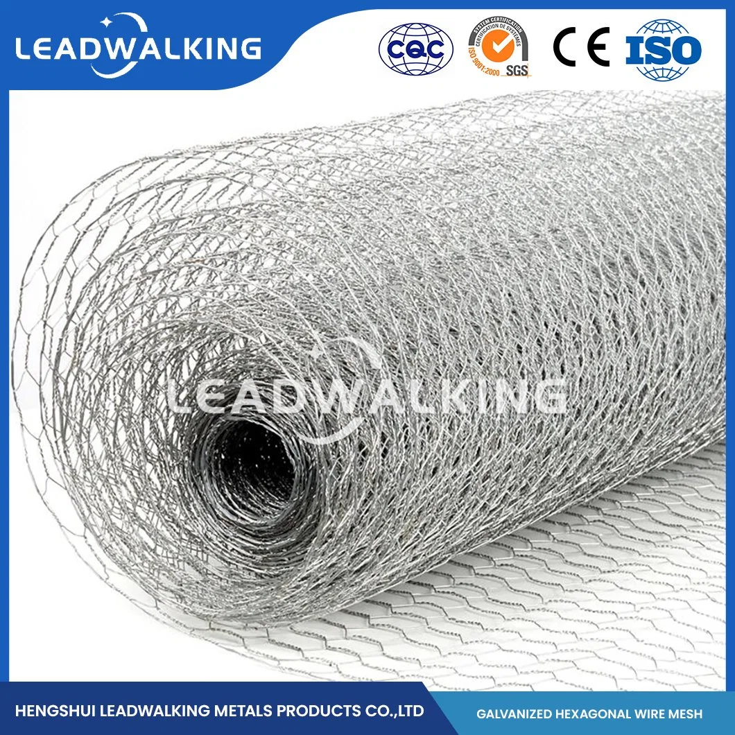 O fio de aço de baixo carbono Leadwalking Frango Material Fábrica de malha de arame 0.45-2.5mm de espessura do fio de compensação Hexagonal de PVC China Tecidos de malha Hexagonal Galvanizado