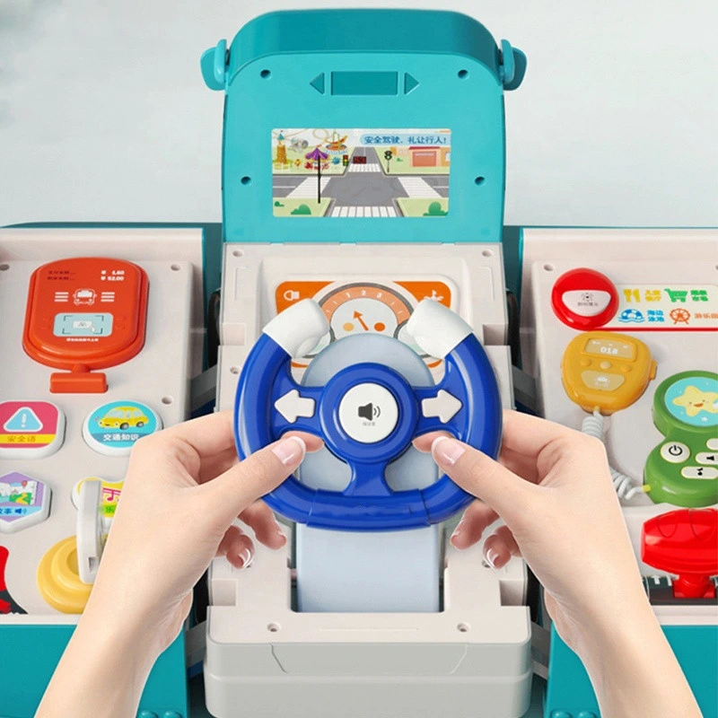 مسرحية Amazon Hote Sale Steering Car Educational Baby Learning الموسيقية حافلة مدرسية متعددة الوظائف للأطفال الصغار