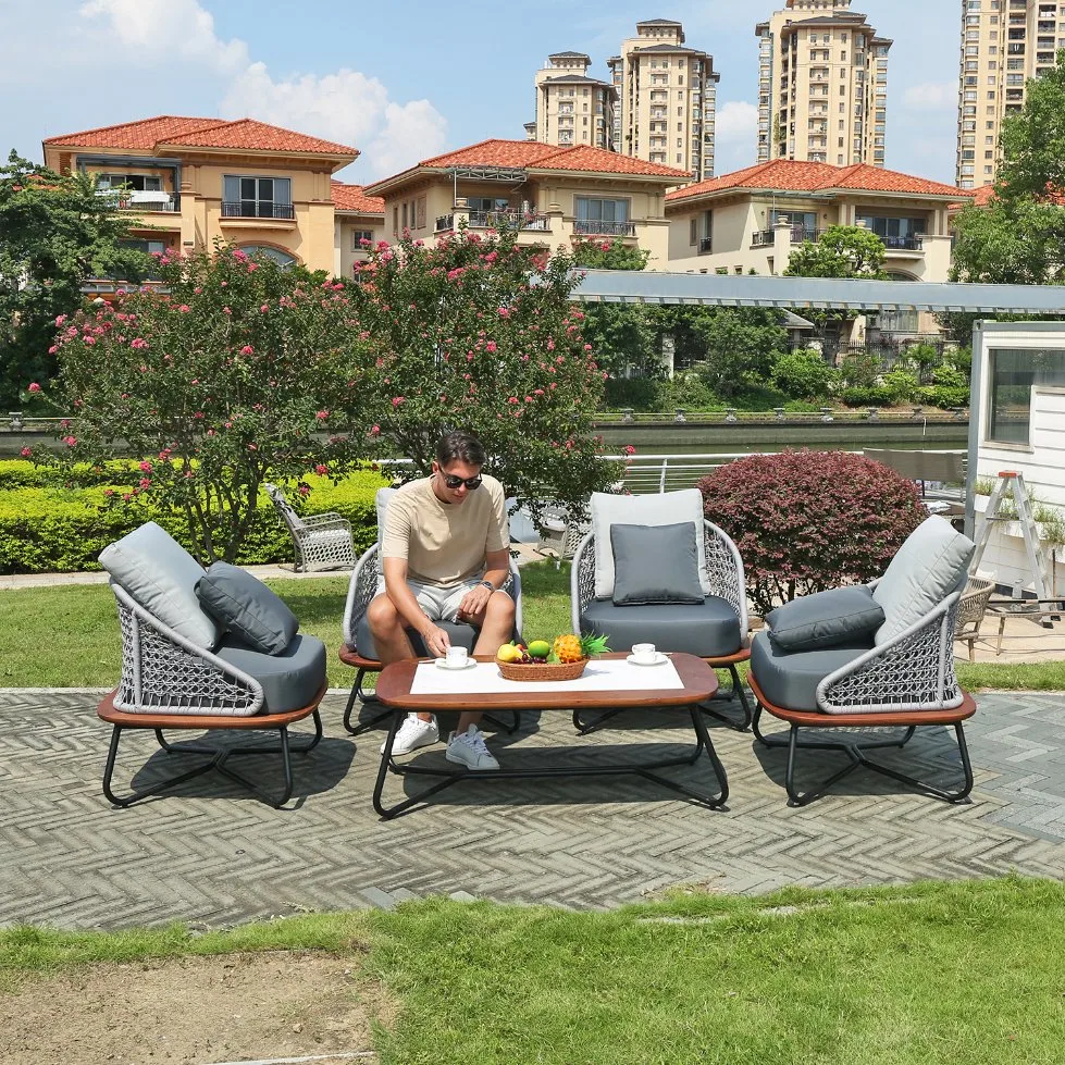 Chinese Wholesale Modern Style Garden Sunroom Patio Outdoor Hotel Bistro Home Balcony Sofa Set Chair Furniture