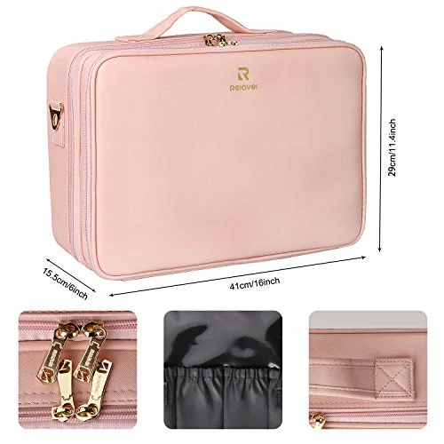 Travel Makeup Train Case Cosmetic Bag Organizer Portable Artist Storage Bag with Dividers