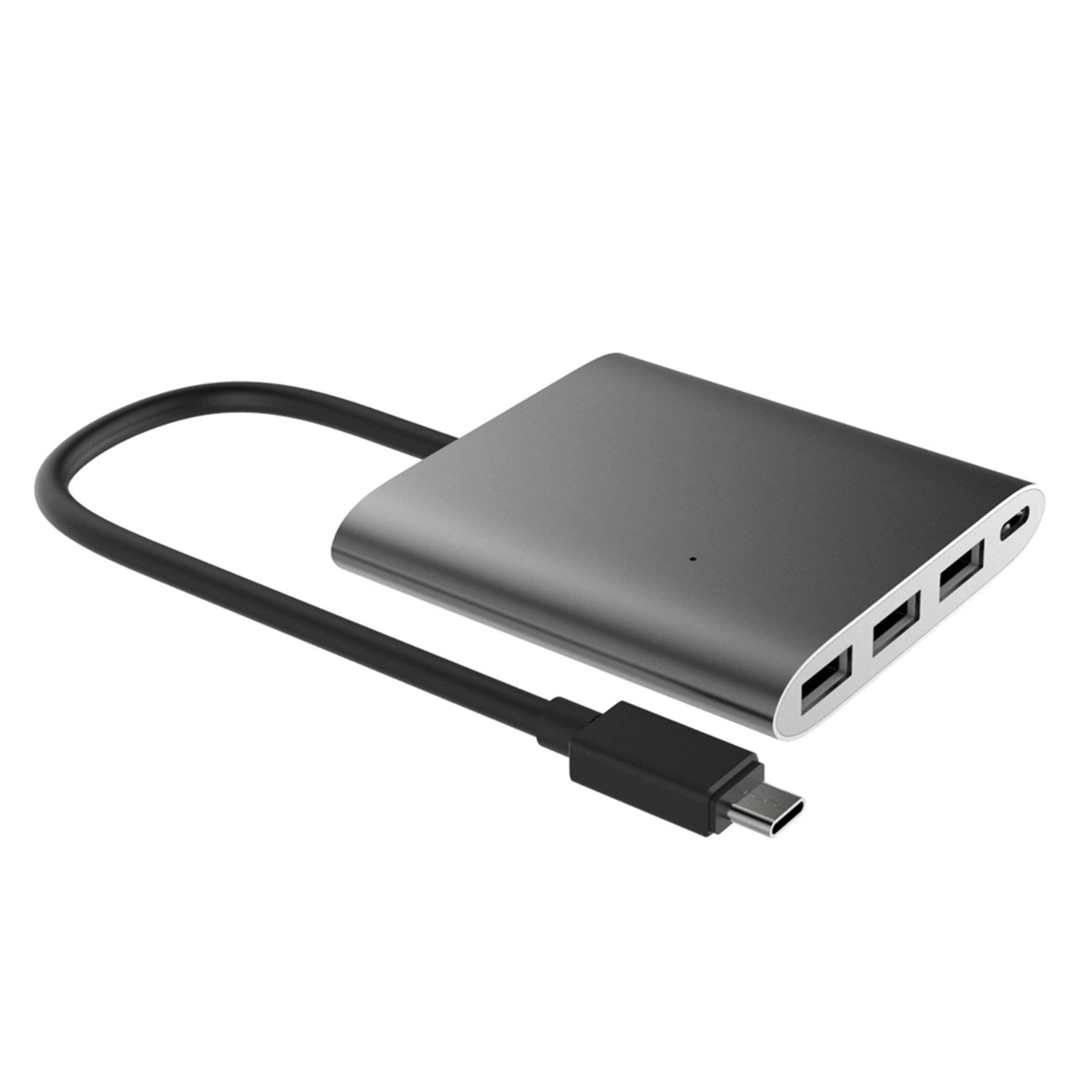 USB3401 UHP-C de aluminio de 4 puertos hub con suministro de energía