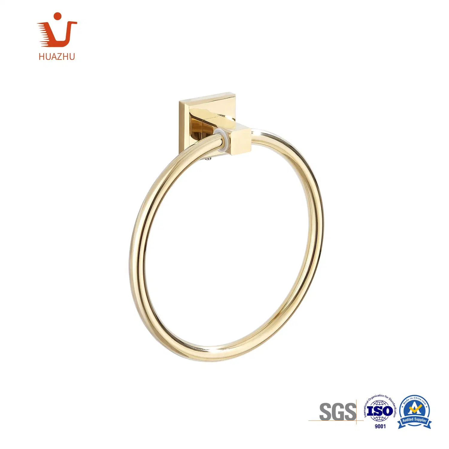 Modern Design Wall Mounted Golden Brass Towel Ring Chinese OEM Factory