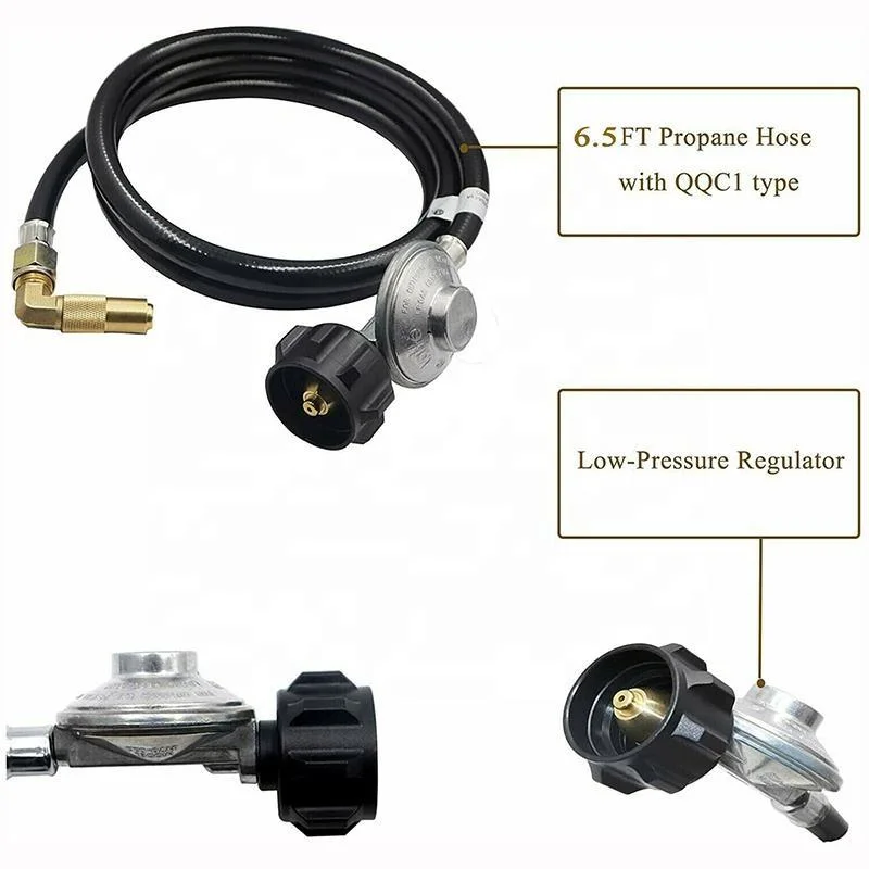 High Efficiency Propane Regulator Hose (Adapter) with 90 Degree Elbow Adaptor for 17" and 22" Blackstone Tabletop Camper Grill