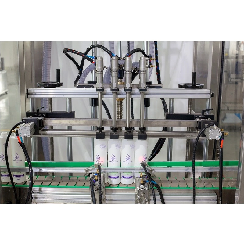 Grade GMP Automatic Piston Pump Liquid Alcohol Disinfectant Distilled Spirits Paste Plastic Bottle Filling and Packing Machine