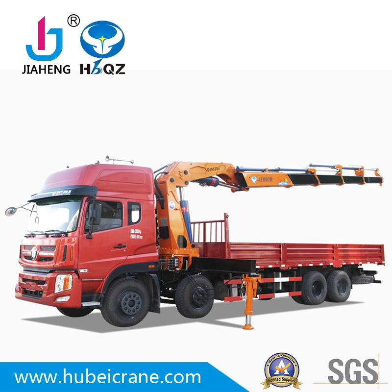 made in China HBQZ Knuckle 5 booms Cargo Truck Crane 20ton SQ400ZB4 Price List building material lift fork tissue gift remote