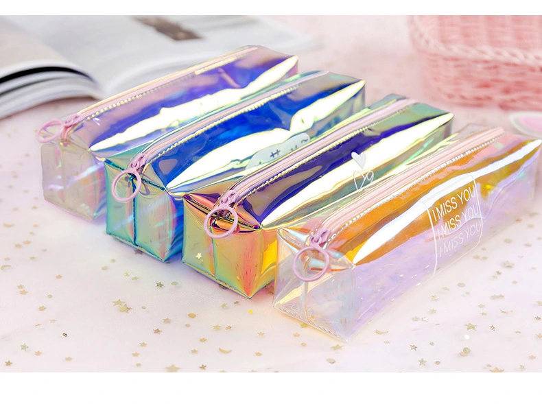 PU Leather Glitter School Roll Round Pencil Case Pen Bags