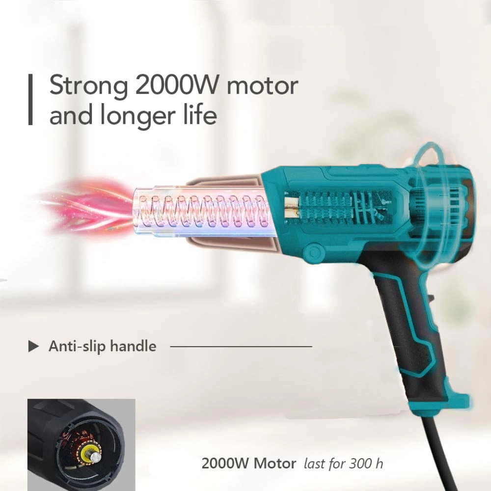 2000W Temperature Adjustable Heat Gun for Stripping Paint, Soldering Pipes, Shrinking PVC