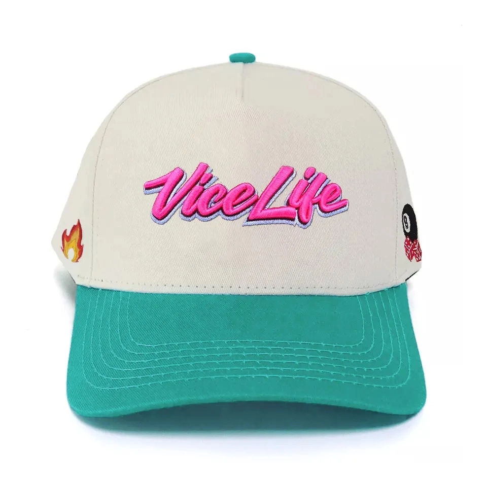 Unisex 3D de alto perfil de gorras bordadas personalizadas para adultos bordado de algodón de la corona a mediados de dos tonos de color del panel de 5 K de un marco gorras de béisbol