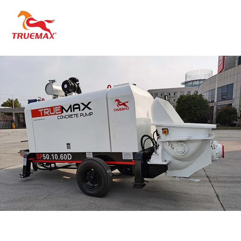 Venda a quente de mecanismos concretos Truemax Sp50.10.60d Cimento Putzmeister Estacionária Trailer Diesel Bombas para betão para venda