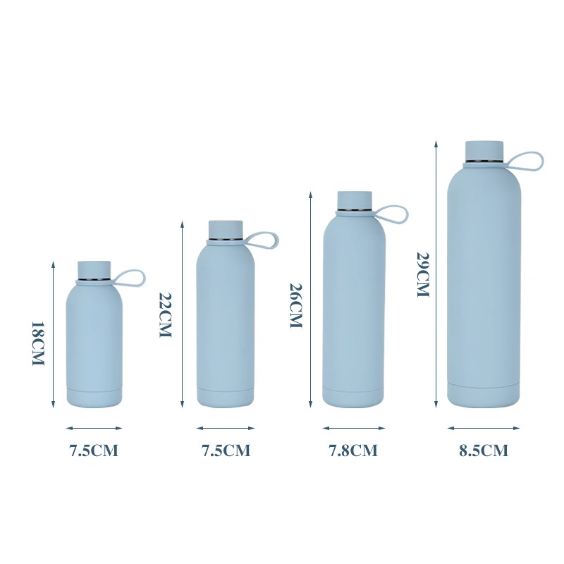 750ml Durable Sports Water Bottle Stainless Steel Vacuum Flask with Strap Lid