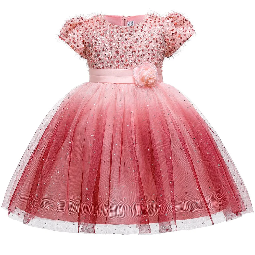 2021 Baby Wear Girls Party Garment Ball Gown Princess Frock Twinkle Lace Sweet Dress