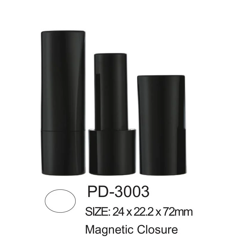 Empty Good Quality Plastic Round Magnetic Closure Lipstick Tube Cosmetic Container