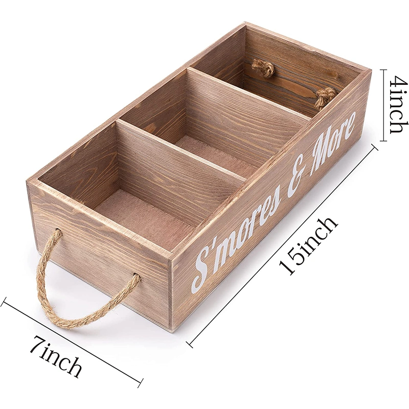 Wooden/Wood Multi-Grid Printed Mottos Tray with Rope Handles for Eggs/Food/Snacks/Biscuit/Cracker/Chocolate