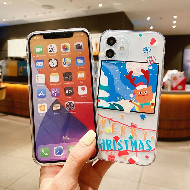 Cartoon Moose Applicable Cute Christmas iPhone 13 Case Apple 12PRO Transparent Case 14max Protective Cover