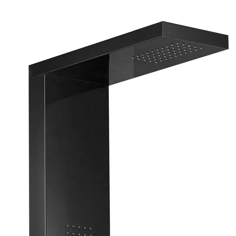 Shower Panel Bathroom Wall Mounted Stainless Steel Waterfall Black Shower Column Set Tower Shower Panels Collone De Douche