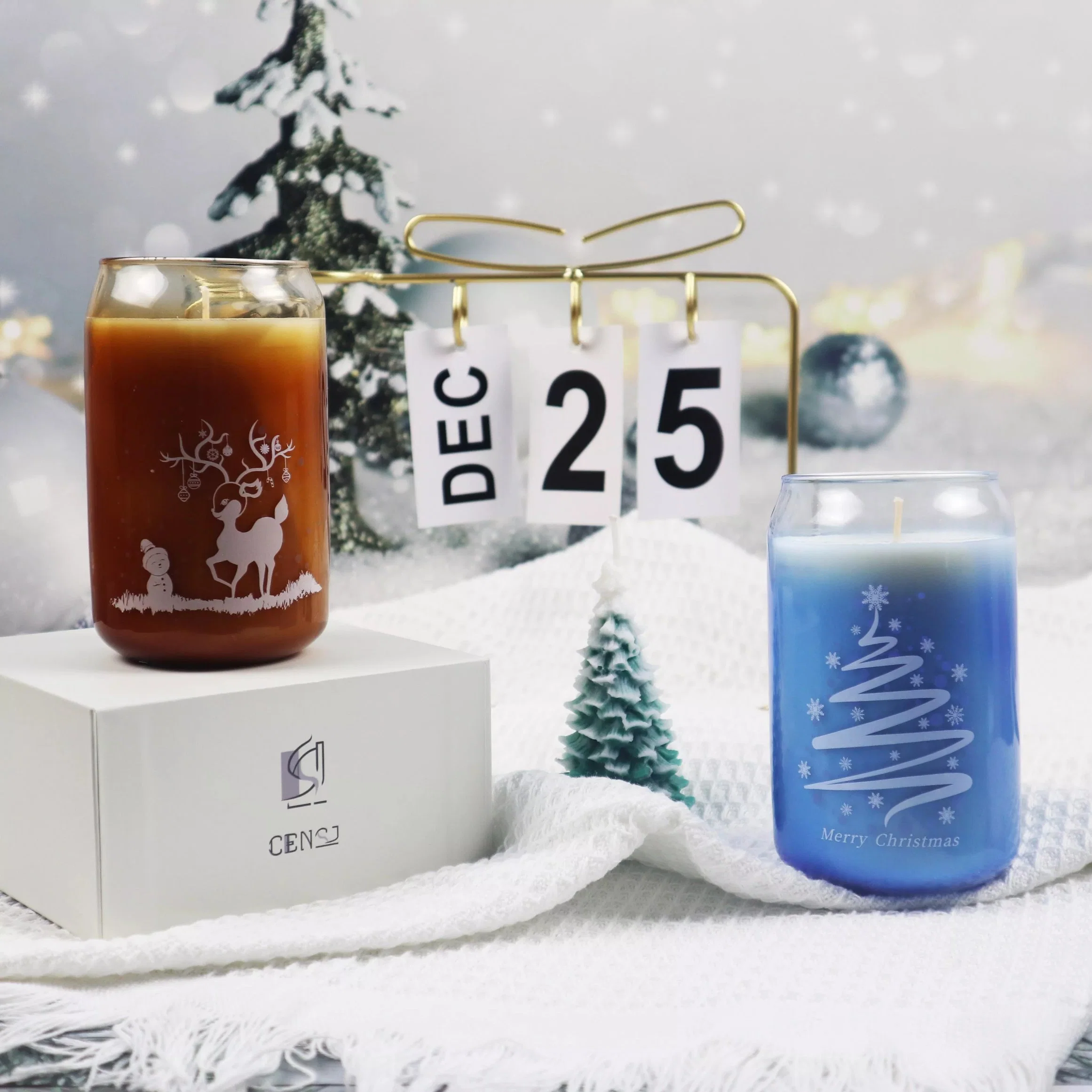 Christmas Design Cola Shape Scented Candle Private Label Oil Fragrance Soy Wax Scented Candles