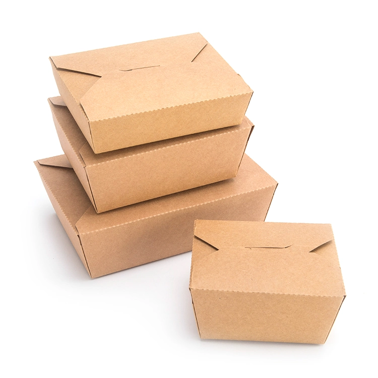 Factory Hot Sale Biodegradable Disposable Kraft Paper Food Container Takeaway Package Boxes