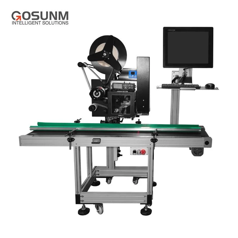 Gosunm Barcode Label Online Labeling Machine with Heat Tranfer Printing Labeller for Logistics Package