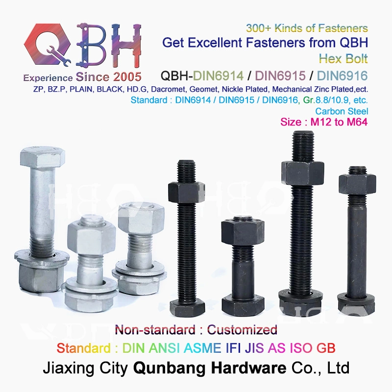 Qbh Customized DIN ANSI ASME Ifi JIS as ISO GB GOST BS Standard Carbon Steel Stainless Steel OEM ODM Bolt Screw Nut Washer Anchor Rivet Fastener Fittings