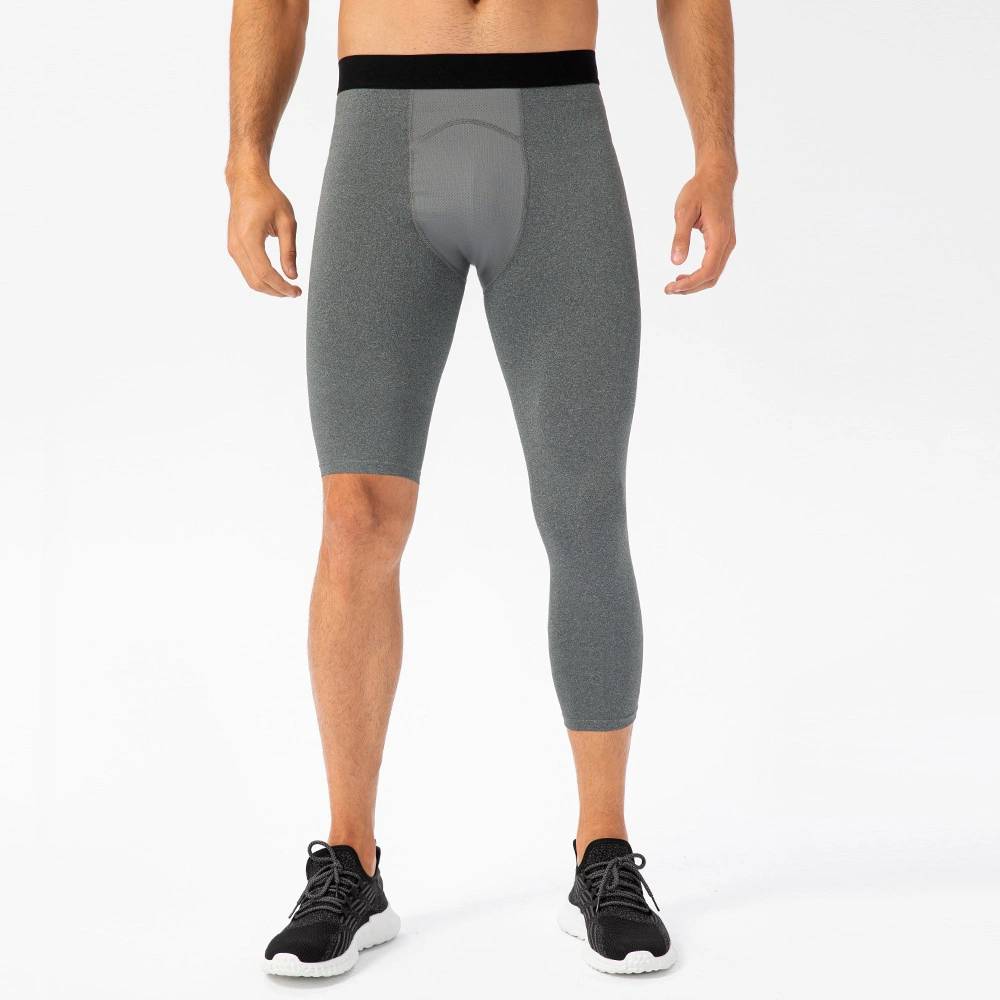 Pantalón corto largo de secado rápido para hombre Fitness 7 puntos de alta elástica transpirable apretado Pantalones deportivos