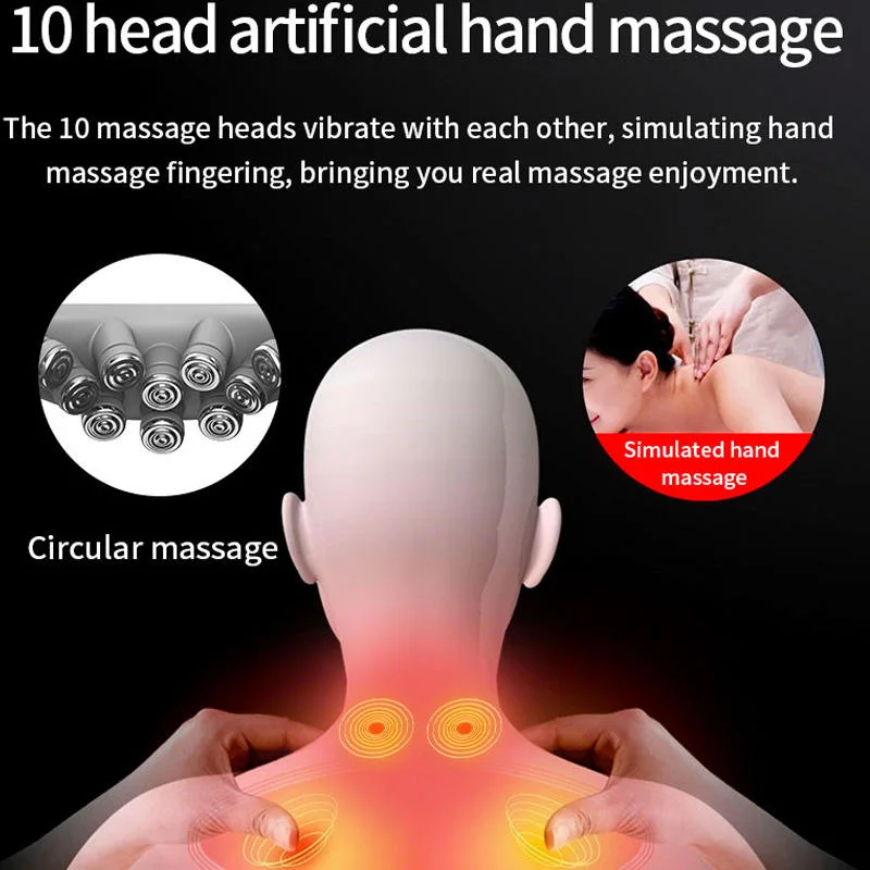 Best Quality 10 Heads Handheld Infrared Heat Small Neck and Shoulder Vibrator Massage Massager