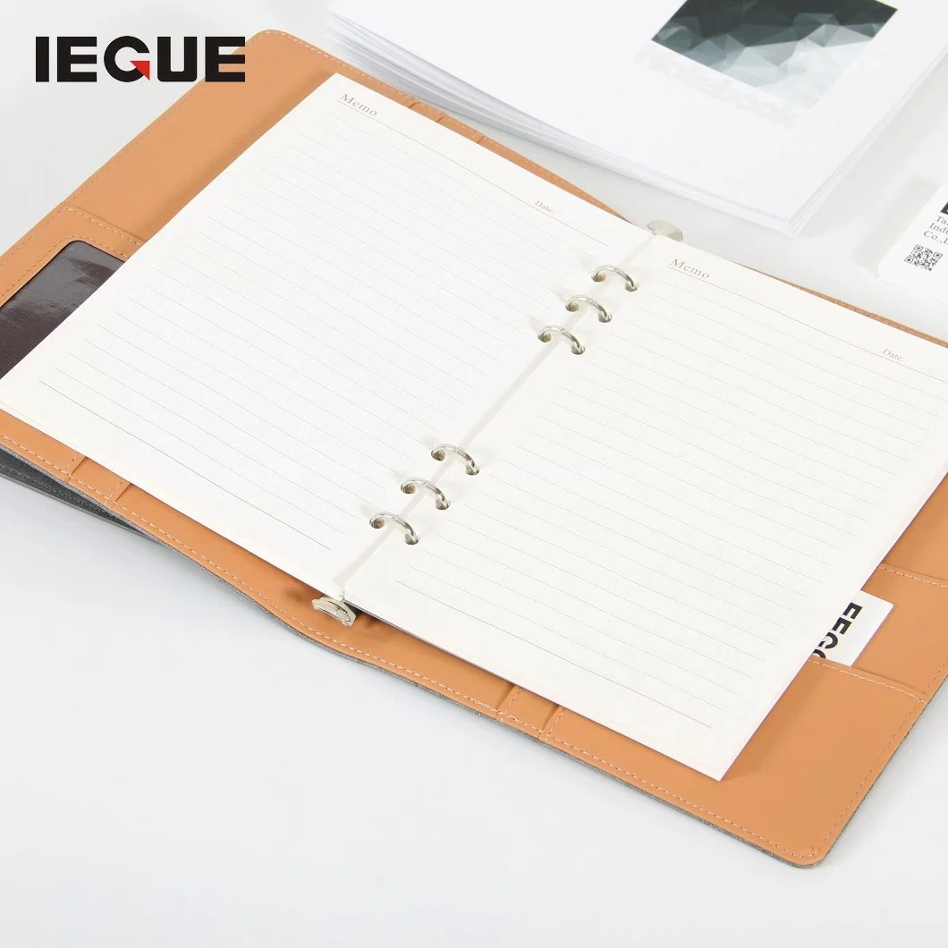 Luxury Leather Agenda Organizer A4 A5 Binder Diary Custom Ring Bound PU Notebook with Magnetic Square Buckle