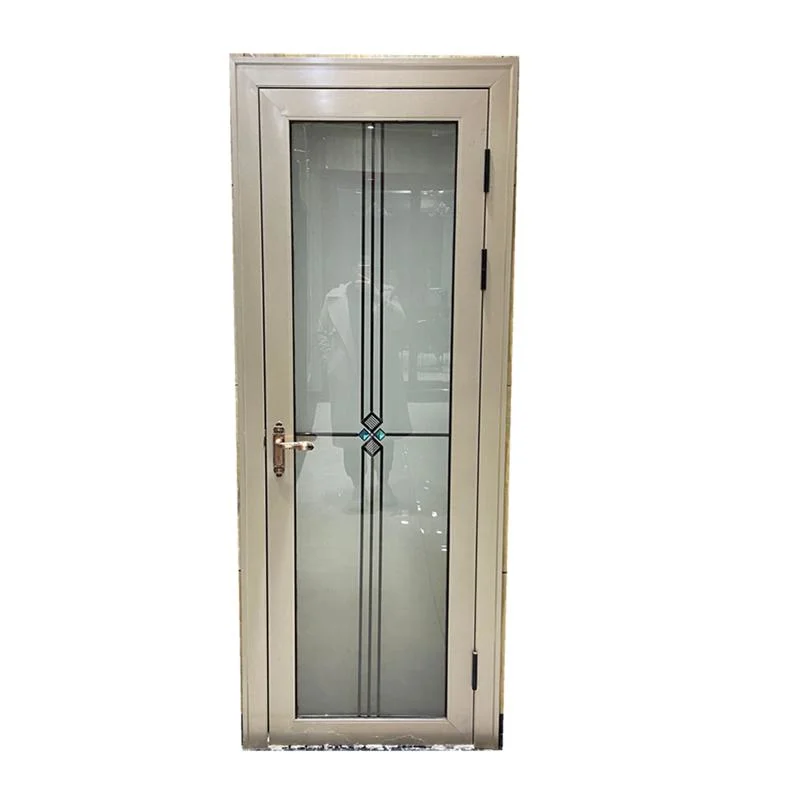 China la puerta de cristal de la puerta de Aluminio Metal en Anodize Champagne, revestimiento de polvo marrón doble vidrio y plástico en la puerta de baño de flores